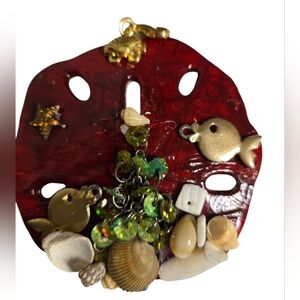 set of 7 hand decorated faux sand dollar Christmas ornaments